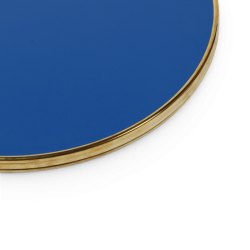 Plateau de table rond MARCEAU - Bleu foncé - Cercle laiton